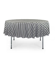 70 inch Polyester Round Tablecloth Checkered Black