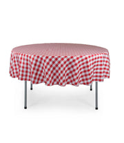 70 inch Polyester Round Tablecloth Checkered Red