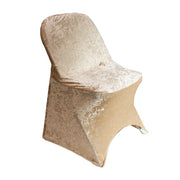 Velvet Spandex Folding Chair Cover Champagne - Bridal Tablecloth