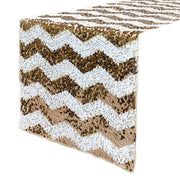 14 x 108 inch Chevron Sequin Table Runner Blush and Champagne - Bridal Tablecloth