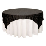 72 inch Square Crinkle Taffeta Table Overlays Black