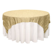 90 inch Square Crinkle Taffeta Table Overlay Champagne