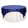 72 inch Square Crinkle Taffeta Table Overlay Navy Blue