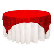 90 inch Square Crinkle Taffeta Table Overlay Red