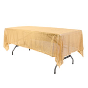 60 x 102 inch Rectangular Glitz Sequin On Mesh Tablecloth Gold - Bridal Tablecloth