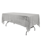 60 x 102 inch Rectangular Glitz Sequin On Mesh Tablecloth Silver - Bridal Tablecloth