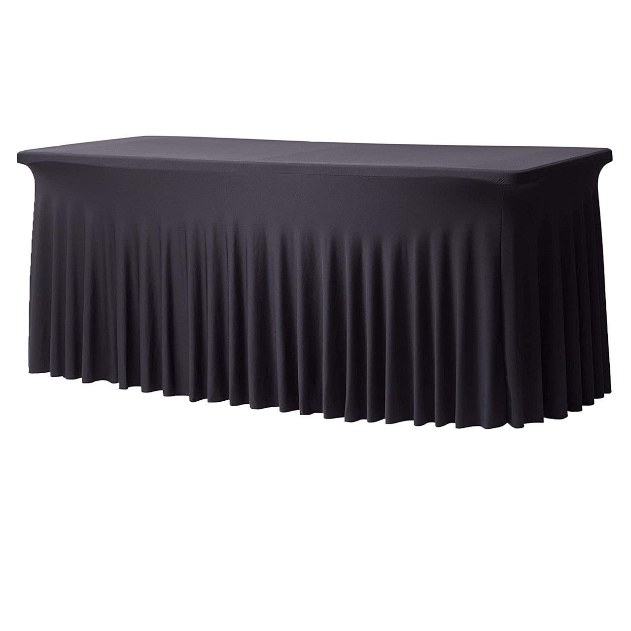 Stretch Spandex 6 ft Rectangular Wavy Draping Table Cover Black | Your ...