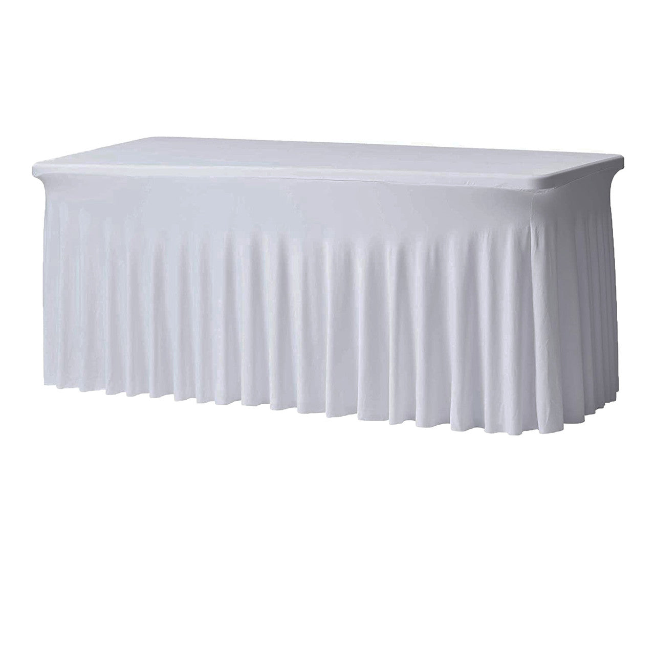 Stretch Spandex 6 ft Rectangular Wavy Draping Table Cover White ...