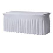 Stretch Spandex 6 ft Rectangular Wavy Draping Table Cover White