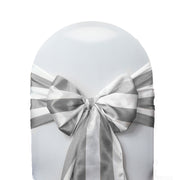 Satin Sashes Gray and White Striped (Pack of 10) - Bridal Tablecloth