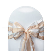Satin Sashes Peach and White Striped (Pack of 10)