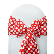 Satin Sashes Red and White Polka Dots (Pack of 10)