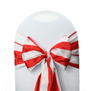 Satin Sashes Red and White Striped (Pack of 10) - Bridal Tablecloth