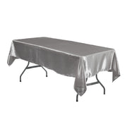 60 x 102 Inch Rectangular Satin Tablecloth Dark Silver