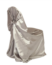 Satin Self-Tie Universal Chair Covers Dark Silver / Platinum