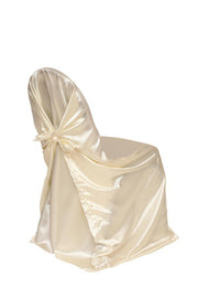 Satin Self-Tie Universal Chair Covers Ivory
