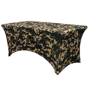 Stretch Spandex 8 Ft Rectangular Table Cover Camouflage/Army - Bridal Tablecloth
