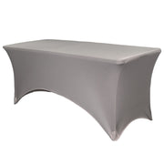 Stretch Spandex 8 ft Rectangular Table Cover Gray - Bridal Tablecloth