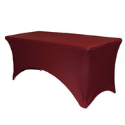 Stretch Spandex 6 Ft Rectangular Table Cover Burgundy - Bridal Tablecloth