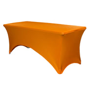 Stretch Spandex 8 ft Rectangular Table Cover Orange - Bridal Tablecloth