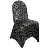 Stretch Spandex Banquet Chair Cover Black With Silver Marbling - Bridal Tablecloth