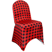 Stretch Spandex Banquet Chair Cover Red Buffalo Plaid