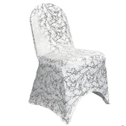  Stretch Spandex Banquet Chair Cover White With Silver Marbling