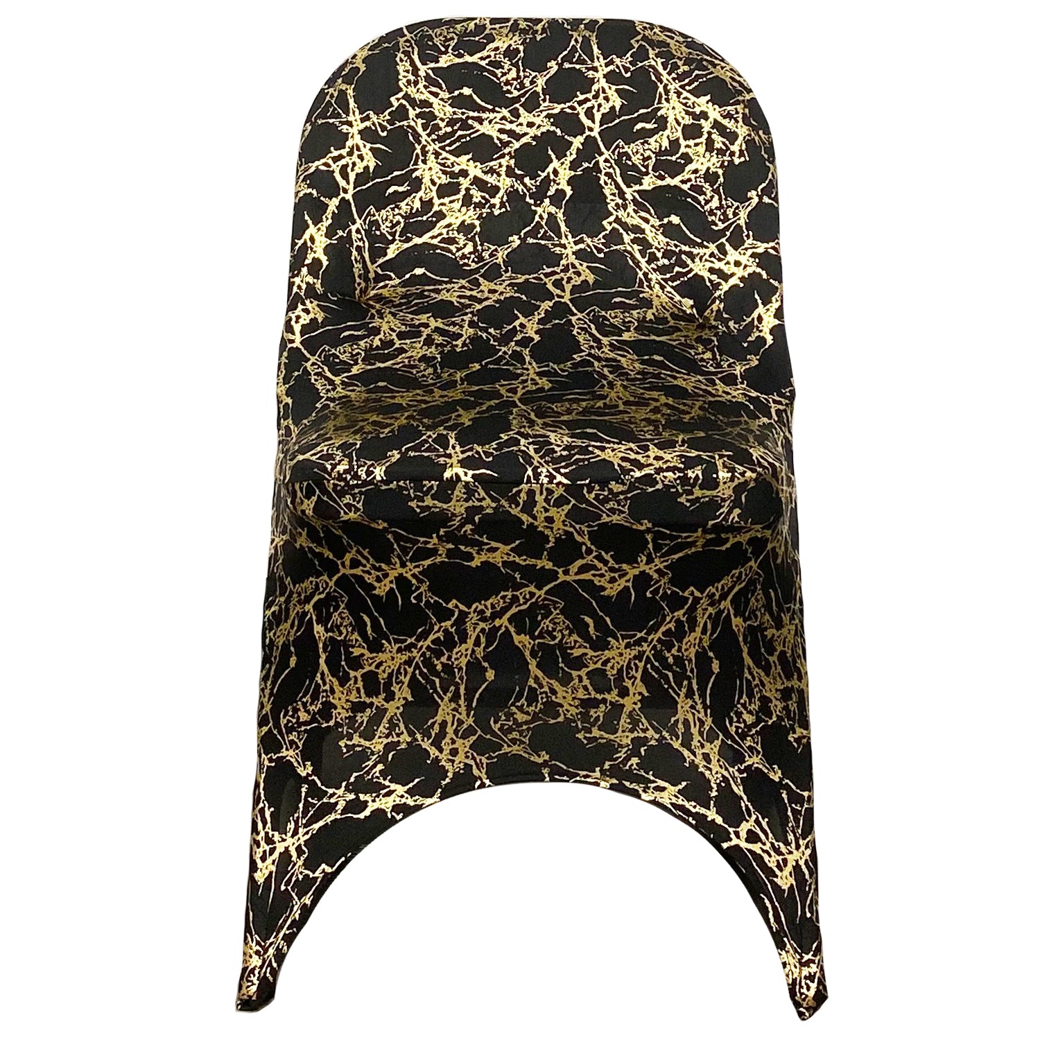 Stretch Spandex Folding Chair Cover Black With Gold Marbling