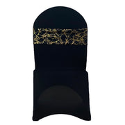 Spandex Black Chair Bands With Gold Marbling