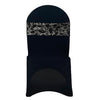 Stretch Spandex Chair Bands Black With Silver Marbling (Pack of 10) - Bridal Tablecloth
