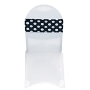 Spandex Chair Bands Black and White Polka Dot (Pack of 10)