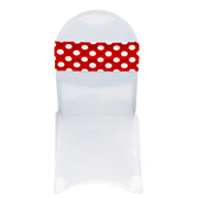 Spandex Chair Bands Red and White Polka Dot (Pack of 10)