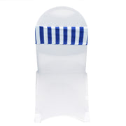 Spandex Striped Chair Bands Royal Blue and White (Pack of 10)