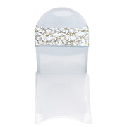 10 Pack Stretch Spandex Chair Bands White With Gold Marbling