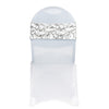 Stretch Spandex Chair Bands White With Silver Marbling (Pack of 10) - Bridal Tablecloth