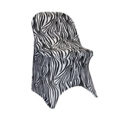Stretch Spandex Folding Chair Covers Black and White Zebra