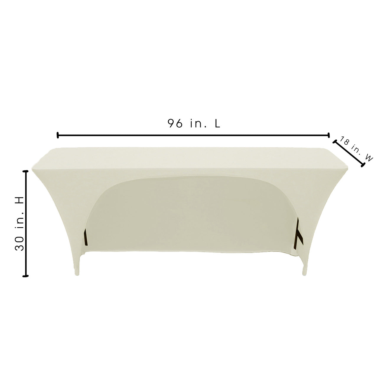 8 Ft x 18 Inches Open Back Classroom Table Cover Ivory Bridal Tablecloth