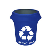 32 Gallon Spandex Trash Can/Waste Container Cover Royal Blue With Recycling Logo