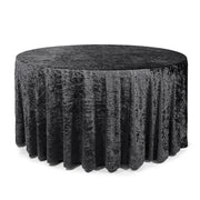 120 Inch Round Crushed Velvet Tablecloth Black - Bridal Tablecloth