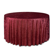 120 Inch Round Crushed Velvet Tablecloth Burgundy - Bridal Tablecloth