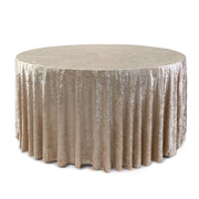 120 Inch Round Crushed Velvet Tablecloth Champagne - Bridal Tablecloth