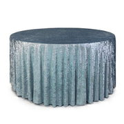 120 Inch Round Crushed Velvet Tablecloth Dusty Blue - Bridal Tablecloth