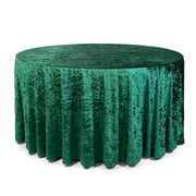 120 Inch Round Crushed Velvet Tablecloth Emerald Green