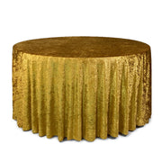 120 Inch Round Crushed Velvet Tablecloth Gold - Bridal Tablecloth