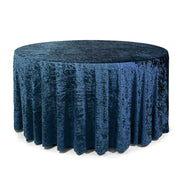 120 Inch Round Crushed Velvet Tablecloth Navy Blue - Bridal Tablecloth