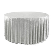 120 Inch Round Crushed Velvet Tablecloth White - Bridal Tablecloth