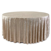 132 Inch Round Crushed Velvet Tablecloth Champagne - Bridal Tablecloth
