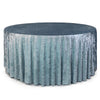 132 Inch Round Crushed Velvet Tablecloth Dusty Blue - Bridal Tablecloth