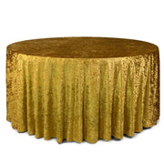 132 Inch Round Crushed Velvet Tablecloth Gold - Bridal Tablecloth