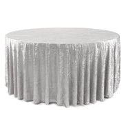 132 Inch Round Crushed Velvet Tablecloth White - Bridal Tablecloth